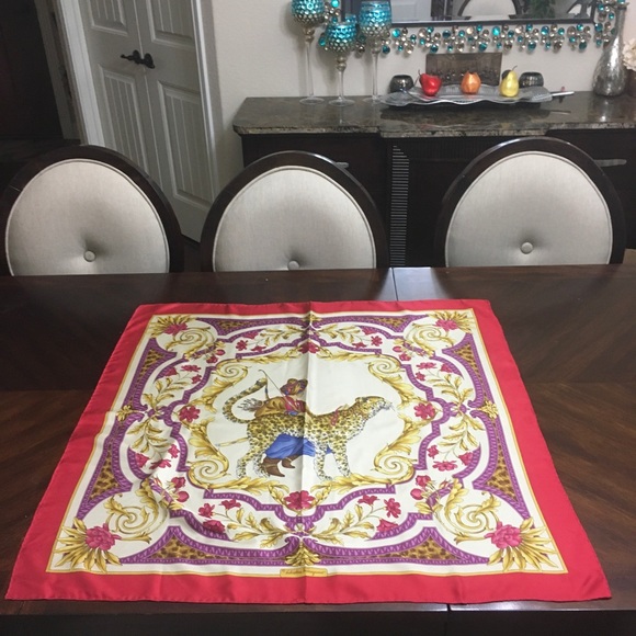 Salvatore Ferragamo 35 inch silk scarf. - Picture 2 of 3